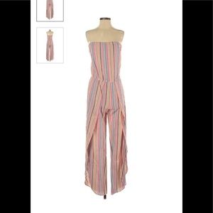 NWT Drew Strapless Jumpsuit (Pink/Striped, Size S)